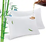 ForZzz 2 Pack 100% Waterproof Bamboo Quilt Pillow Protector Cover,Noiseless Dust Mite Proof Hypoallergenic - Zippered Pillow case Set of 2 (Standard/Queen)
