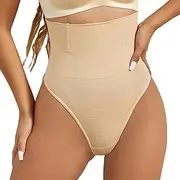 [Generic] Thong for Tummy Control | Breathable Thong Shaping Pants for Women | Elastic Body Shaper Panty with G-String, Apricot, M