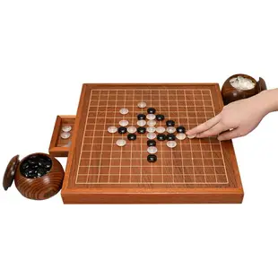 御圣五子棋棋盤套裝木質五指棋盤五子棋子黑白棋子兒童學生五字棋