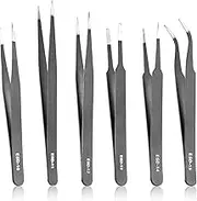 EFGTEK 6 IN 1 Tweezers Set, Anti-Static Stainless Steel for Electronics,Beauty,Soldering,Nail Art,Crafting,Jewelry,Laboratory Work