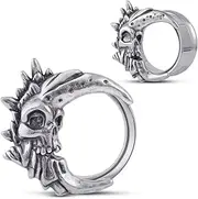 [COOEAR] Screw Back Color Ear Tunnel and Plug, Double Flared Gauges for Earrings, 1 Pair Moon Shape Skull Design Piercing Expander Stretchers.