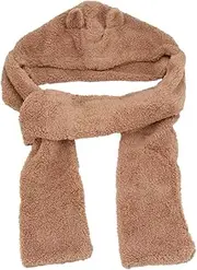 [LIFKOME] Bear Ear Scarf Hat Hood Scarf for Bear Hooded Scarf Plush Fabric Hat Beanie Hat Fleece Throw Blanket Hat with Neck Warm Scarf Fluffy Hats Plush Hat Scarf Coffee Polyester