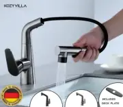 Kitchen Faucet Swivel Single Handle Sink Pull Down Sprayer Mixer Tap Deck Plate