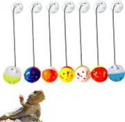 7 Pack Bearded Dragon Toys Reptile Lizard Toy Balls Bell with Suction Cups and R