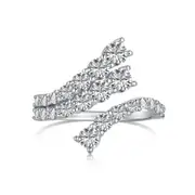 ANYCO Ring 925 Sterling Silver CZ 5A Rings Adjustable Open Stone Paved Ring For Women