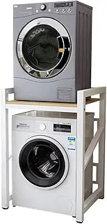 Over the Toilet Washer Dryer Storage Shelf Adjustable Height Metal Laundry Room Organizer for Bathroom Space Saving Design with 150 kg Load Bearing Capacity