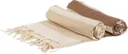 Nicola Spring Turkish Cotton Bath Towels - 170 x 90cm - Beige/Mocha - Pack of 2 - Lightweight & Absorbent Large Adults Drying Beach Towel Bathroom Gym Cloth Sauna Hammam Shower Sheet