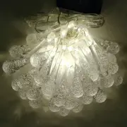 Solar Powered Water Drop String Lights - 30 LED Warm White, 8 Modes