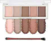 Erinde Nude Neutral Eyeshadow Palette Makeup - 5 Colors Matte Brown Natural Eye Shadow Palette, Cool-Toned Nude Taupe Eye Makeup Looks, Ultra-Blendable Matt Eyeshadow Pallete, 02#