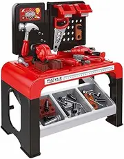 KIDBOT 46pcs Workbench Tool Table Kids Toy Tool Bench Set, Construction Workshop with Electric Drill and Realistic Tools Toy for 3+ Years Old Kids,Educational Builder Pretend Role Play Toy