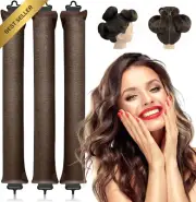 3PCS Heatless Hair Curler, Flannel Covered Curling Rods for Overnight Curls
