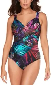 Miraclesuit L40530 Womens Mystical Palms Revele One Piece Swimsuit Size 14