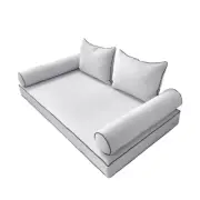 |COVER ONLY|Style4 Queen Contrast Trim Daybed Mattress Bolster Back Covers AD105