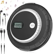 Rugort Portable Bluetooth CD Player - Bluetooth CD Player for Car with Anti-Skip Protection, Small Rechargeable CD Player for Home, Walkman CD Player Portable with Headphones with HiFi Stereo Sound