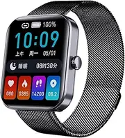 Blood Glucose Sugar Smart Waatch, Popglory Smartwaatch with Blood Pressure, Fitness Tracke with Heart Rate Monitor, Full Touch Fitness Waatch for Androi & iOS for Men Women