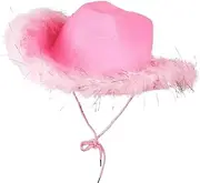 [Byeaon] Cowboy Hat With Feather - Western Non-Woven Feather Hat | Non-Woven Feather Cowboy Hat For Cowboy Themed Parties, Birthdays