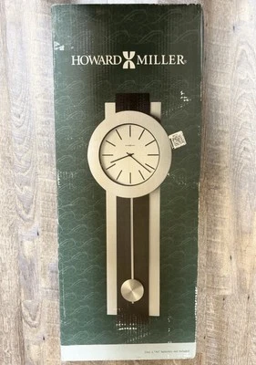 Howard Miller Wall Clock 625-279 Bergen Modern Merlot Cherry Finish Nickel NIB