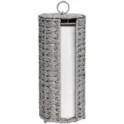 Toilet Paper Holder Stand Storage With Lid Woven Basket For 3 Mega Rolls