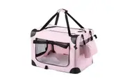 Soft Dog Crate Kennel Pet Cage Cat Travel Carrier Puppy Carry Bag Foldable Portable Medium Size Pink