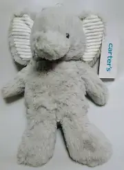 New Carters Elephant Gray Plush White Ears Soft Stuffed Baby Toy 10" w/ Tags