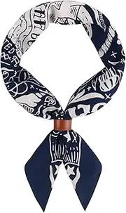[Hymeiluely] 100% cotton Bandana Scarf With Leather Scarf Buckle, Retro sail pattern Neck Scarf for Men & Women Cowboy Scarves