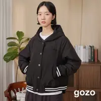 在飛比找蝦皮商城優惠-【gozo】gozo書籤鋪棉連帽棒球外套(黑色/淺卡其_F)