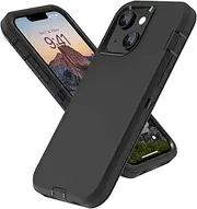[Sansunto] for iPhone 13 & 15 Case, for iPhone 14 Protective Case, 3 Layer Heavy Duty Shockproof Silicone Rubber Cover, Rugged Hybrid Durable Case for iPhone 13/14/15 6.1 Inch (Black)