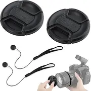 58mm Lens Cap Camera Front Lens Cap Cover 2 Pack with Leash Hole Bundle for Nikon Canon EOS 2000D 1300D 1200D 850D 800D 760D 750D 700D 650D 100D 200D 250D EF-S 18-55mm Lens DSLR Cameras