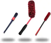 Angled Wheel Brush Kit 3 Pack- Angled Microfiber Wheel Brush, Wheel Barrel Brush