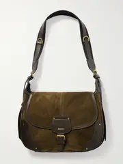 [Isabel Marant] Isabel Marant - Sierra Leather-trimmed Suede Shoulder Bag - Army green - One size One size Green