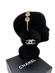 Chanel Rabbit Fur Coco Earmuffs Black Gold - Brand New in Box w/Tags