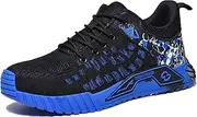 [BIAJIAZHUA] Steel Toe Shoes Anti-Puncture Anti-Smash, Safety Shoes for Men Composite Toe Lightweight Anti-Colision, Steel Toe Boots for Men Working Boots Comfortable Breathable(Blue,10.5)