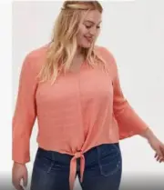 TORRID Coral Tie Front Bell Sleeve Blouse 4X NWT