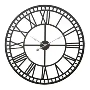 Wall Clock 60CM Large Roman Numerals Round Metal Luxury Wall Clocks Home Decor Black