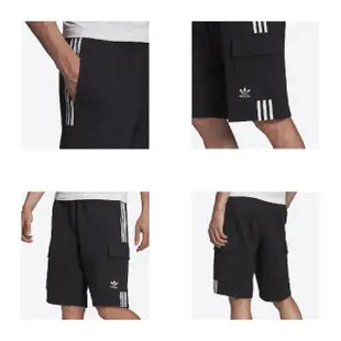 【adidas 愛迪達】短褲 3-Stripes Cargo Shorts 男款 黑 工裝風 經典 三線 重磅 褲子 愛迪達(HB9542)