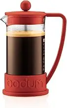 Bodum 34oz Brazil French Press Coffee Maker, High-Heat Borosilicate Glass, Red - Made in Portugal