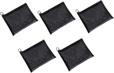 Black Mesh Zipper Pouch Bags Purse Organizer Pouch,5Pcs Black Mesh Cosmetic Bags