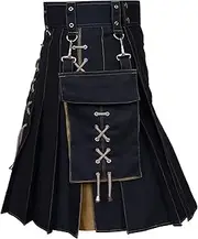 Retro Scottish Style Kilt for Men Traditional Irish High Waist Sport Utility Skirt Vintage Contrast Pleated Skirt