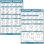 QuickFit 2 Pack Bodyweight Workout Exercise Poster - Volume 1 & 2 (Laminated, 18" x 27"), Laminated, 18" x 27"