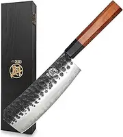 MITSUMOTO SAKARI 19 cm Kitchen Boning Chef's Knife, Professional 3 Layer 12CR18MOV Clad Steel Butcher Knife, Japanese High Carbon Steel Cleaver Cooking Knives