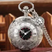 Classical Roman Number Cover Quartz Pocket Watch for Men Women Compass Chain