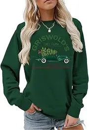 [AODDUZZA] Griswold's Tree Farm Sweatshirt Women Christmas Tree Print Long Sleeve Pullover Xmas Vacation Tops