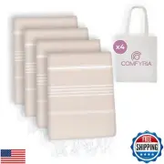 COMFYRIA Turkish Beach Towels with Travel Bags - 1/2/4/6 Pack - XL 39 x 71 Co