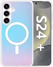 [Pacciculn] for Samsung Galaxy S24 Plus Magnetic Case Cover Compatible for Magsafe Holographic Iridescent Color Changing Effect Shockproof Cute and Unique for Women and Girls