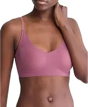 [Calvin Klein] Womens QF5753 Invisibles Lightly Lined Triangle Bralette Bra - Gray - Large