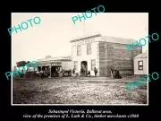 OLD POSTCARD SIZE PHOTO OF SEBASTOPOL BALLARAT VIC LUTHS TIMBER STORE c1860
