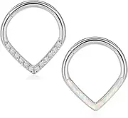[Casvort] 3 PCS 16G 316 Surgical Stainless Steel Zirconia/Opal Septum Nose Piercing Rings, Segment Tragus Rings, Helix Daith Conch Piercing Rings, Lobe Belly Hoop Earrings, Body Jewelry.