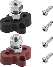 Glarks 2Pcs 3/8" Single Studs Battery Junction Post M10 48V Bus Bar Insulated Junction Block Heavy Duty Battery Power Distribution Terminal Block for Automotive Truck RV Boat (Red + Black)