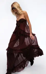 [SIEDRÉS] Josiane Embellished Chiffon Maxi Dress