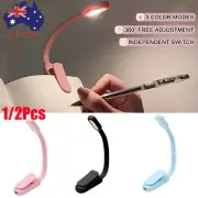USB Mini LED Book Night 3 Light Brightness Clip-On Reading Lamp Rechargeable AUS